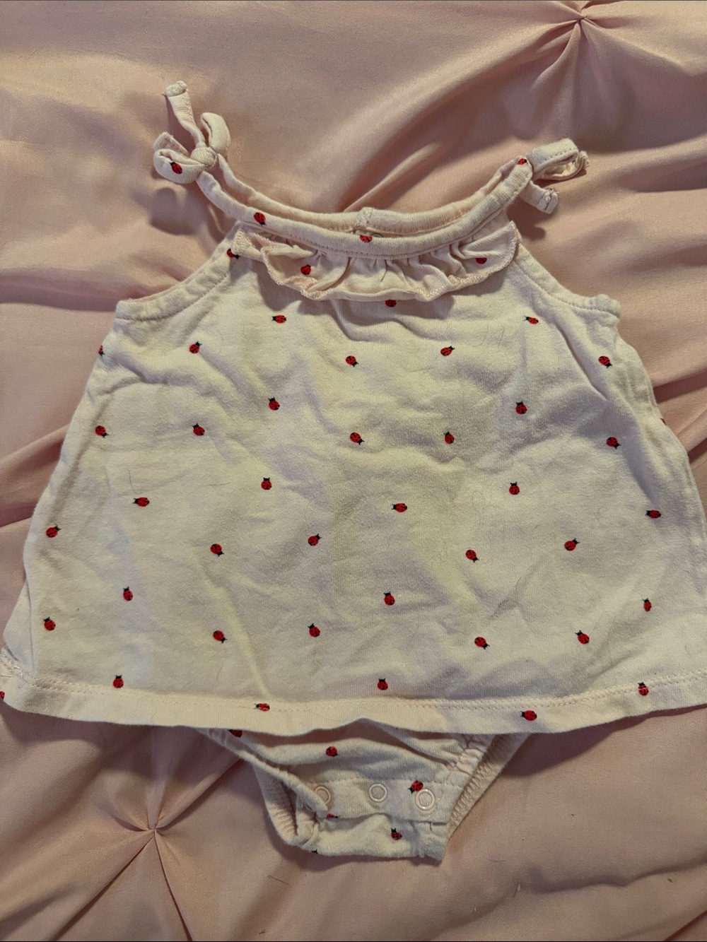 Starting Out White Baby Girl Ladybug Print Romper